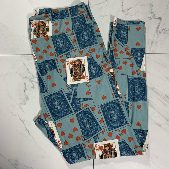 LuLaRoe Pants - LuLaRoe Queen of Hearts Playing Card Leggings NWOT